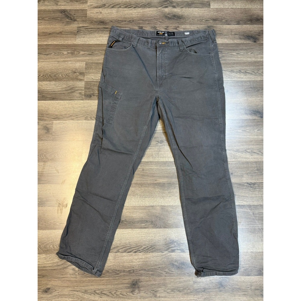 Ariat Rebar M4 Relaxed Straight Leg Grey DuraStretch Work Pants Mens 32x45